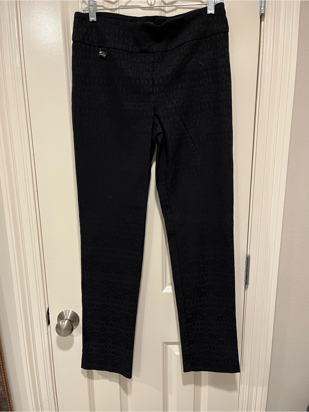 Lisette Black Textured Slim Leg Pants